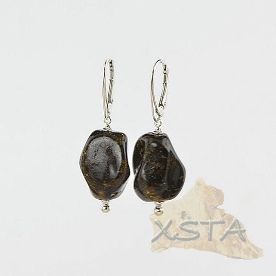 Green Baltic amber earrings